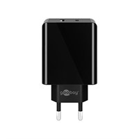 NÄT ADAPTER GOOBAY DUAL USB-C PD FAST CHARGER 28W BLACK